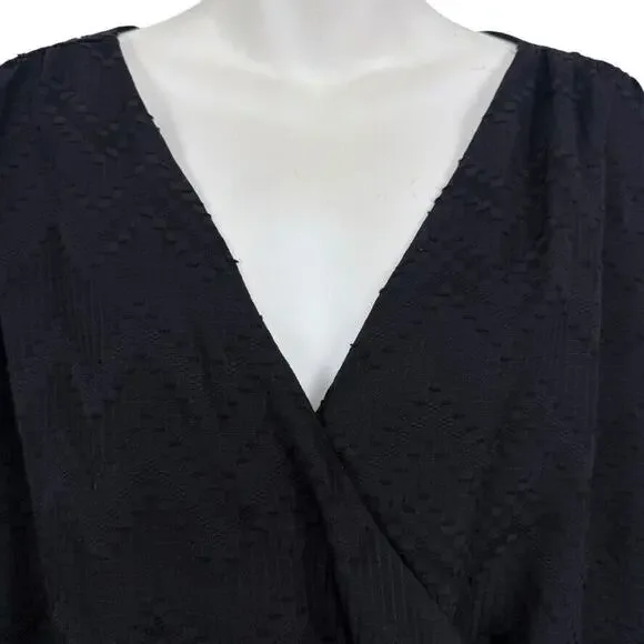 Lane Bryant Womens Black Short Sleeve Peplum Textured V-Neck Shirt Top NWT 26/28 - Picture 5 of 16